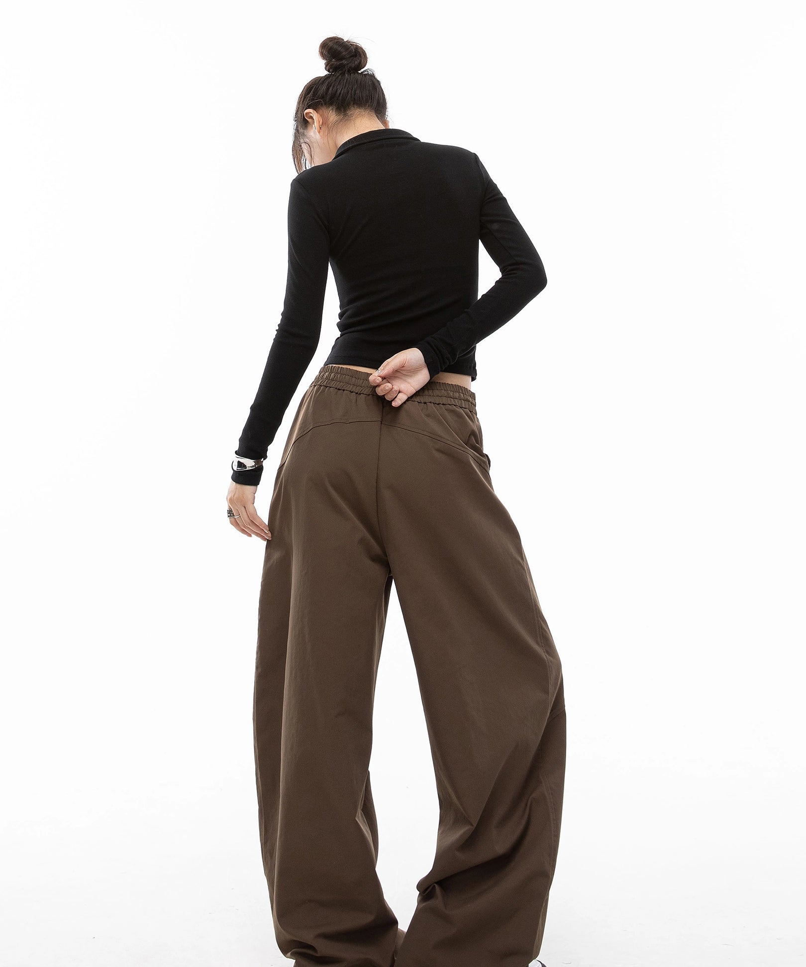 ICH MODE 美式复古弯刀休闲裤女宽松慵懒直筒裤子百搭阔腿运动裤