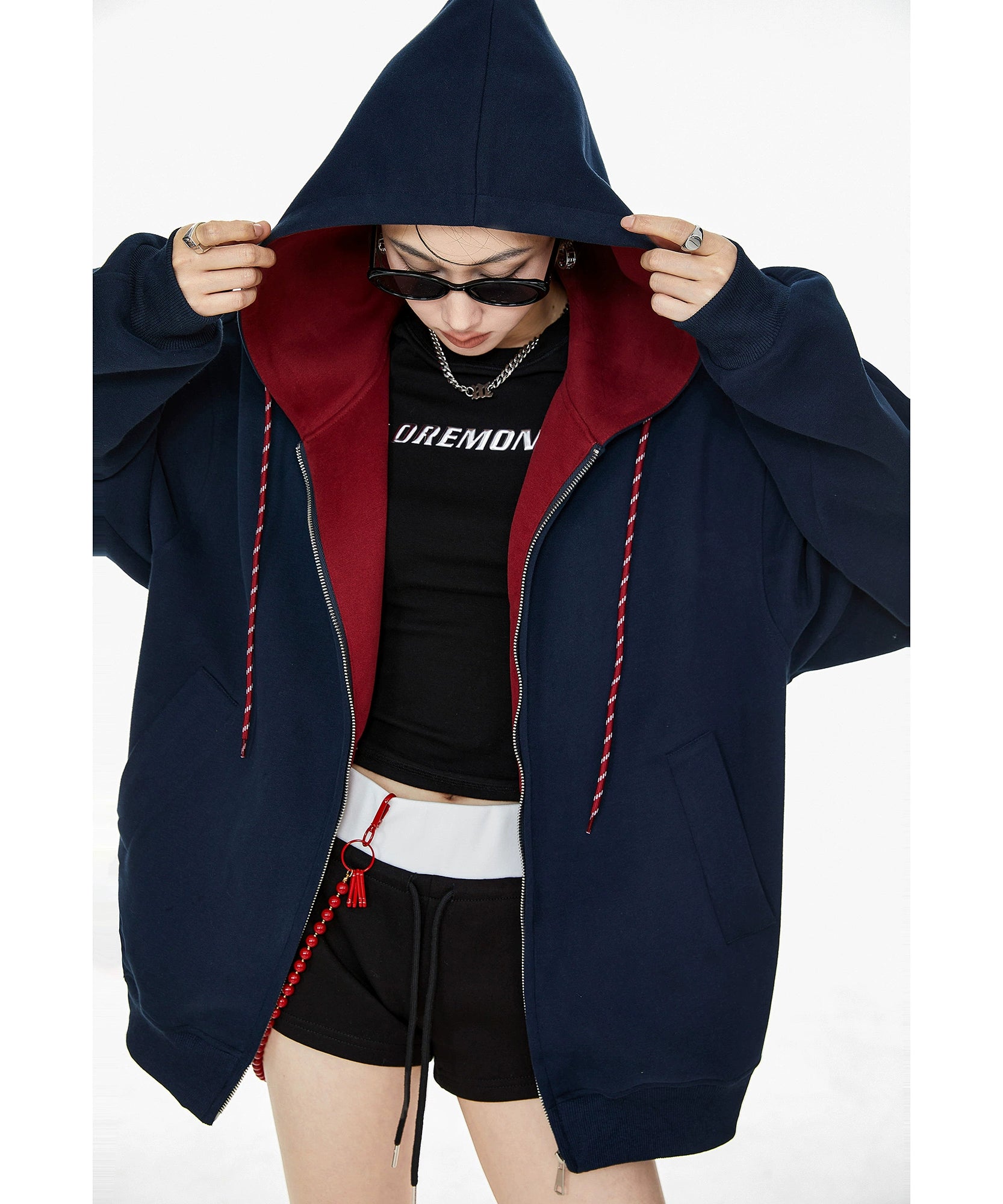 ICH MODE 美式复古加绒连帽外套女秋冬2025新款宽松卫衣开衫上衣